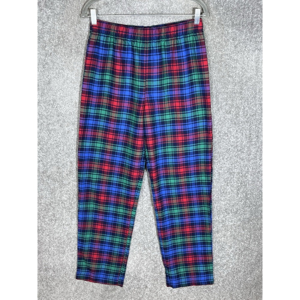 Lands End Pajama Lounge Pants Children Kids Size 18 Red Blue Green Plaid Pull On